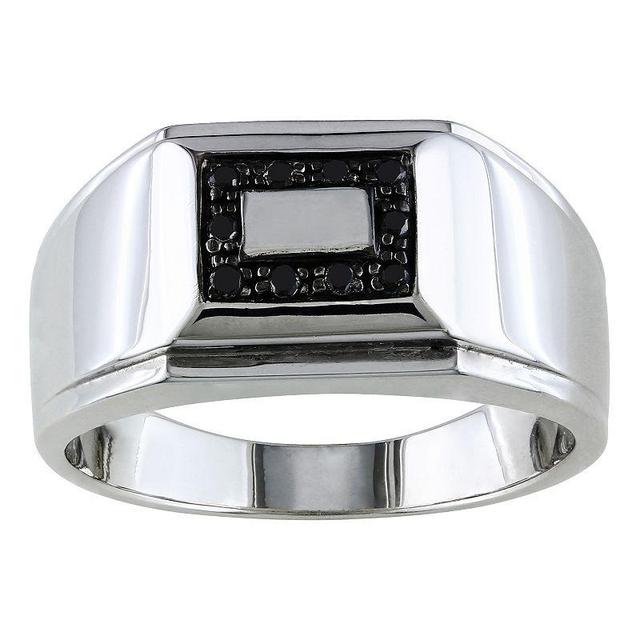 Stella Grace Mens Sterling Silver 1/10 Carat T.W Black Diamond Square Ring Product Image