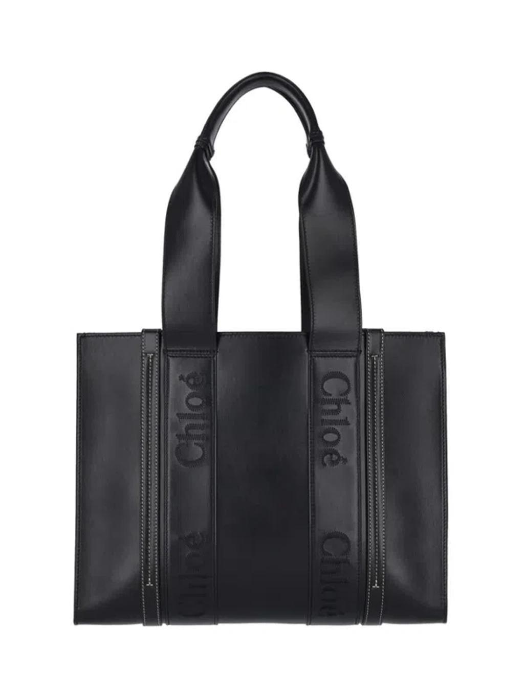 'woody' Midi Tote Bag In Black   Product Image