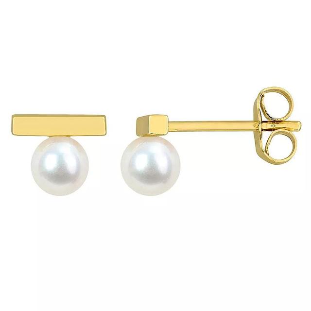 Stella Grace 10k Gold Freshwater Cultured Pearl Stud Earrings, Womens Product Image