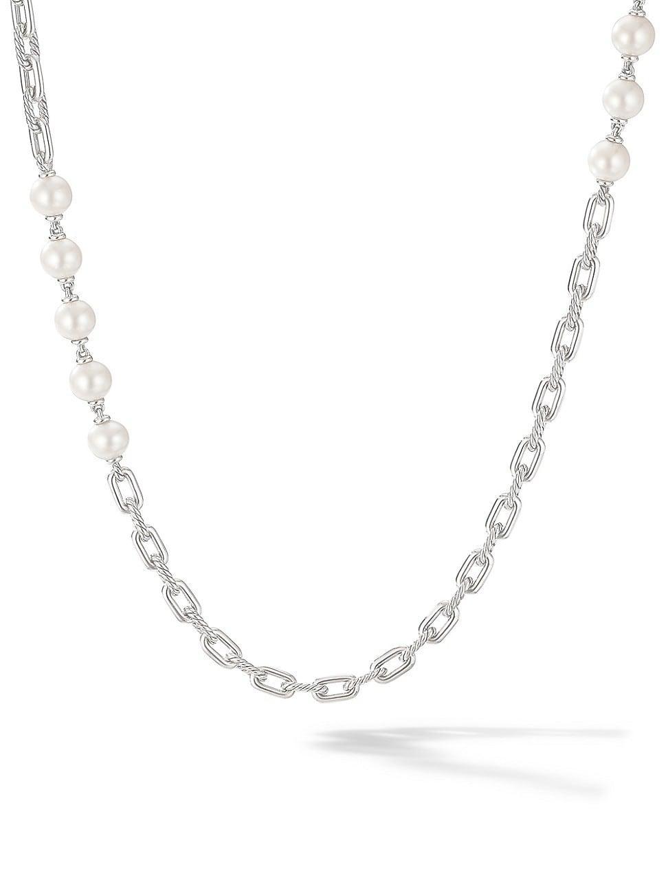 Womens Madison Pearl Chain Necklace in Sterling Silver with Pearls Product Image