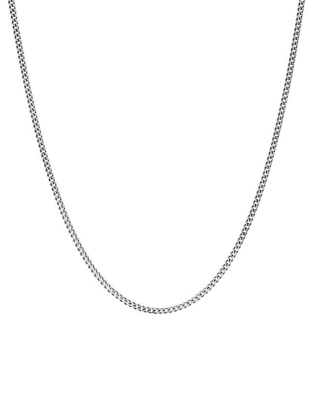 Mens Sterling Silver Curb Chain Necklace Product Image