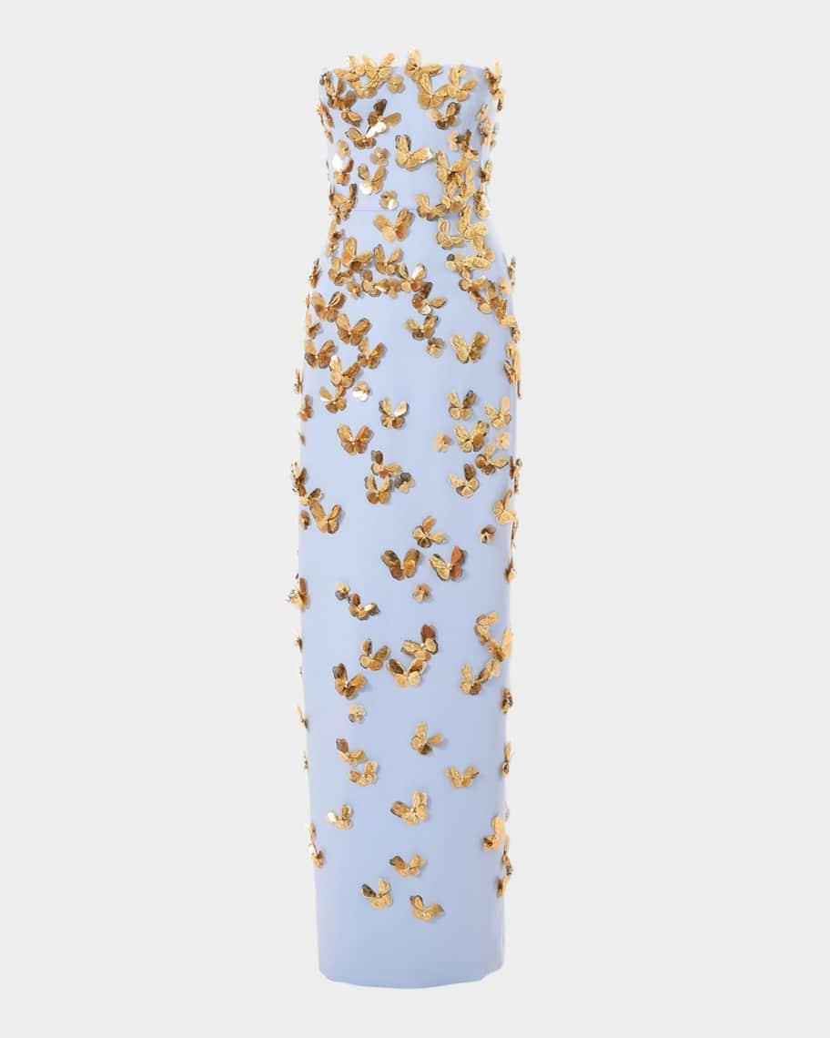 Butterfly Embellished Strapless Column Gown Product Image