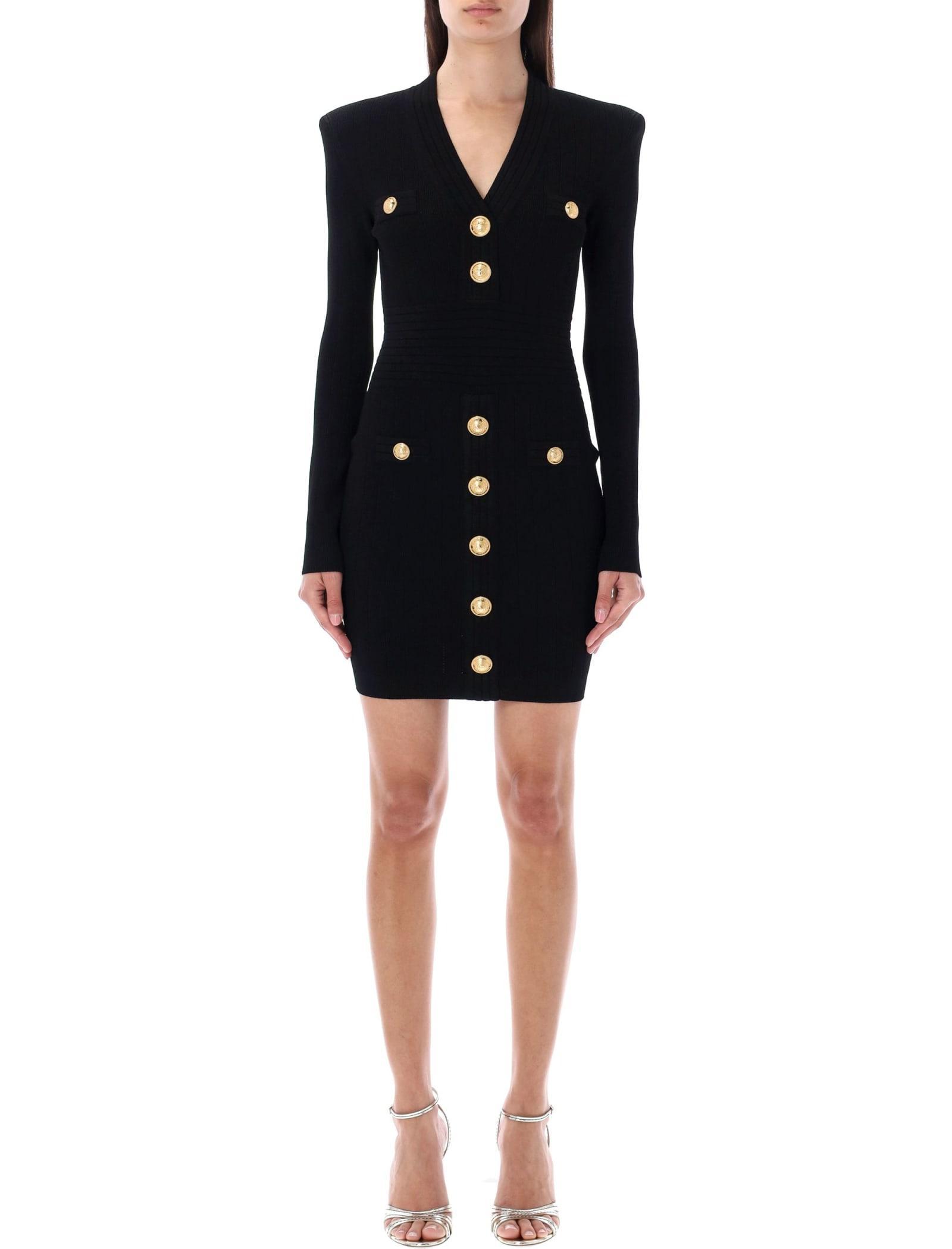 Knitted Dress With Buttons In Black Product Image