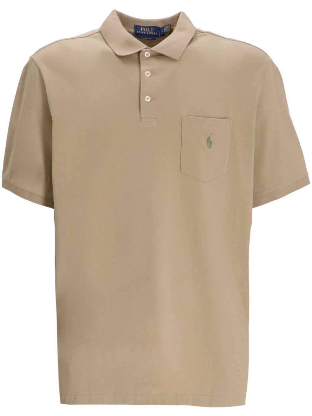 Logo-embroidered Cotton Polo Shirt In Neutrals Product Image