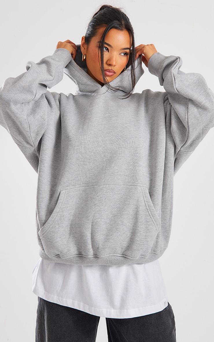 Grey Marl Live In The Moment Printed Oversized Hoodie Product Image