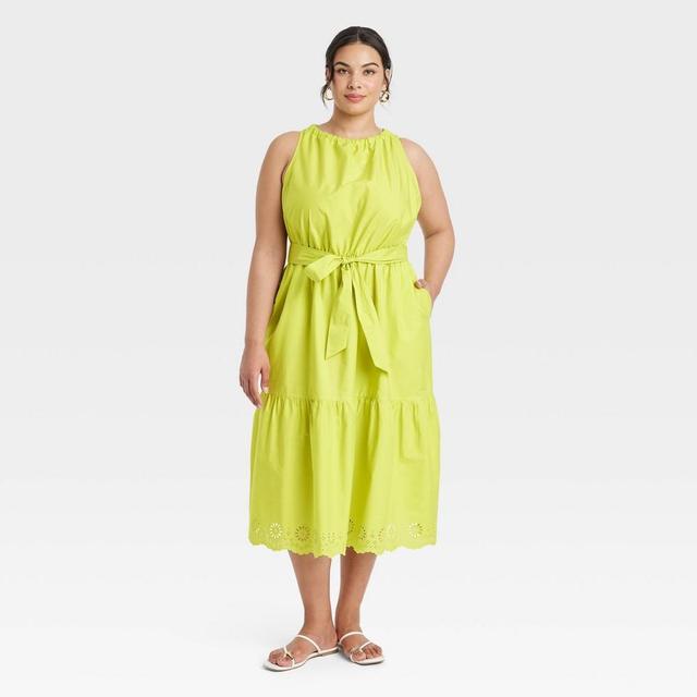 Womens Midi Tank Dress - Ava & Viv Lime 4X Product Image