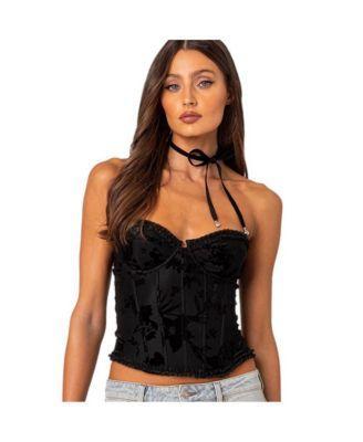 Women's Marnie velvet embroidered corset top Product Image