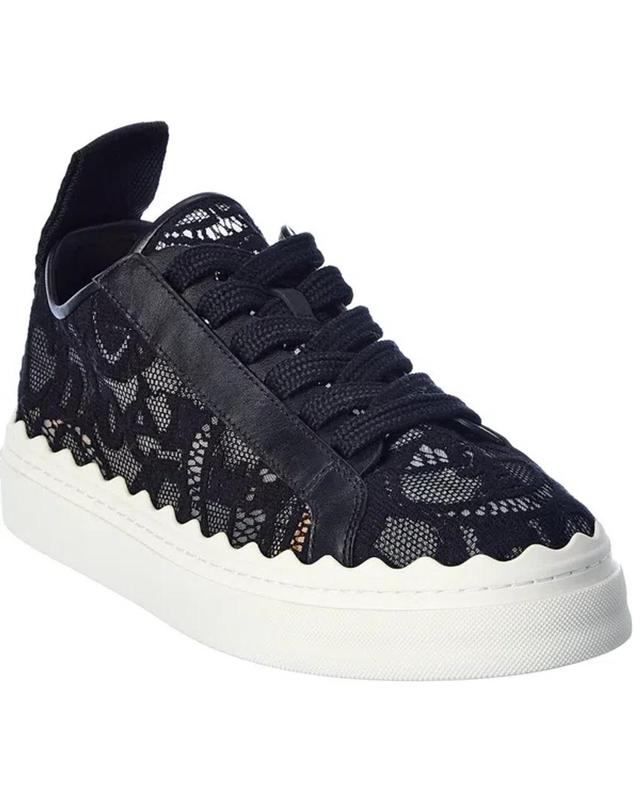 Chloe Lauren Lace & Leather Sneaker In Black Product Image