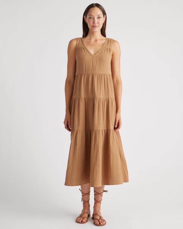 100% Organic Cotton Gauze Tiered Maxi Dress Product Image