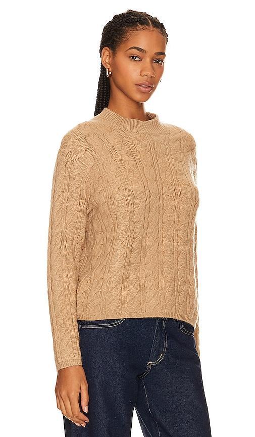 Vince Twisted Cable Cropped Crew in Beige. - size S (also in XS, M, L, XL) Product Image