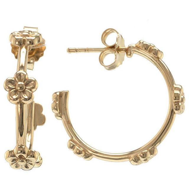 Judy Crowell Sterling Silver Flower Hoop Earrings, Womens, Gold Tone Product Image