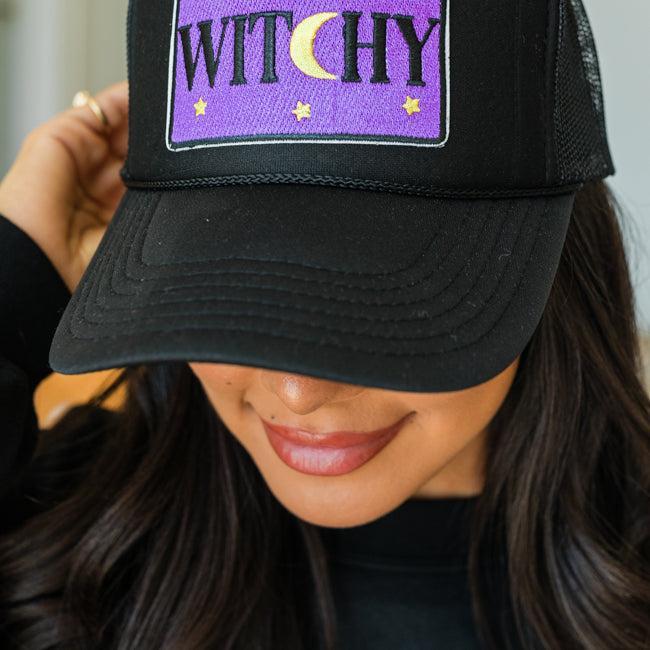 Witchy Patch Black Trucker Hat FINAL SALE Product Image