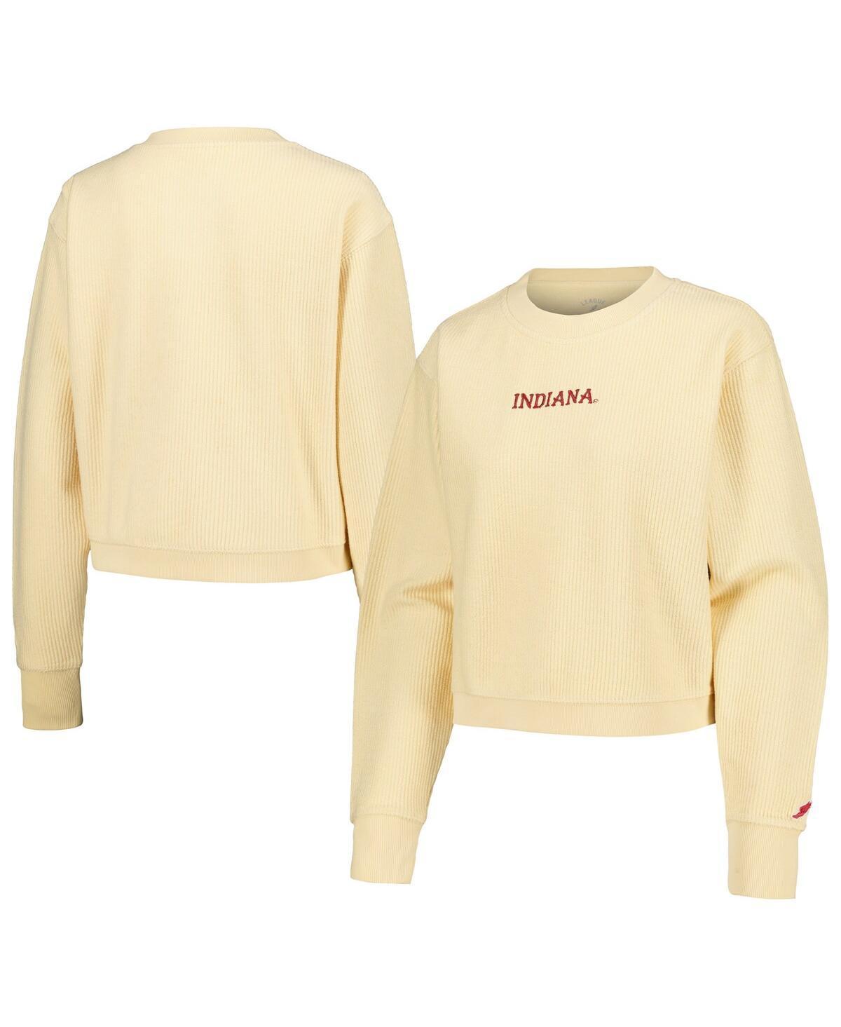 Womens League Collegiate Wear Cream Indiana Hoosiers Timber Cropped Pullover Sweatshirt Product Image