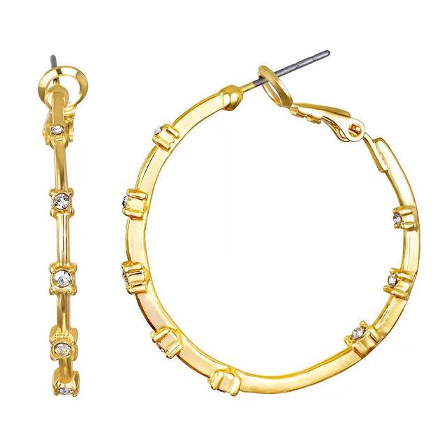 Emberly Gold Tone Detailed Stone Hoop Earrings, Womens Product Image