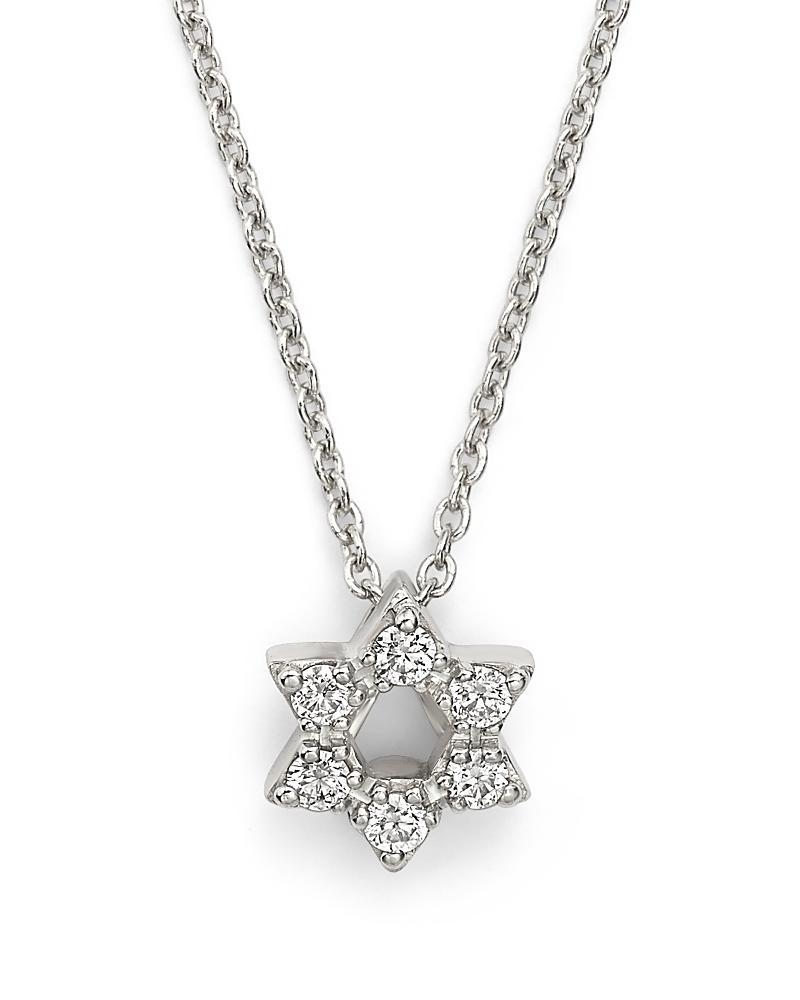 Roberto Coin 18K White Gold Star of David Pendant Necklace with Diamonds, 16-18 Product Image