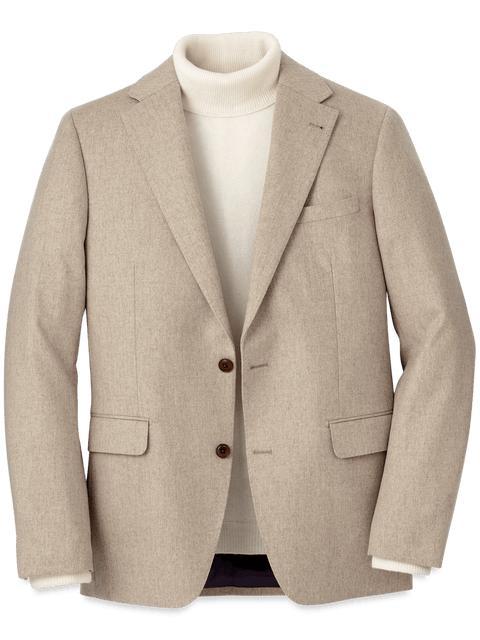 Cashmere Single Breasted Notch Lapel Sport Coat - Oatmeal Product Image