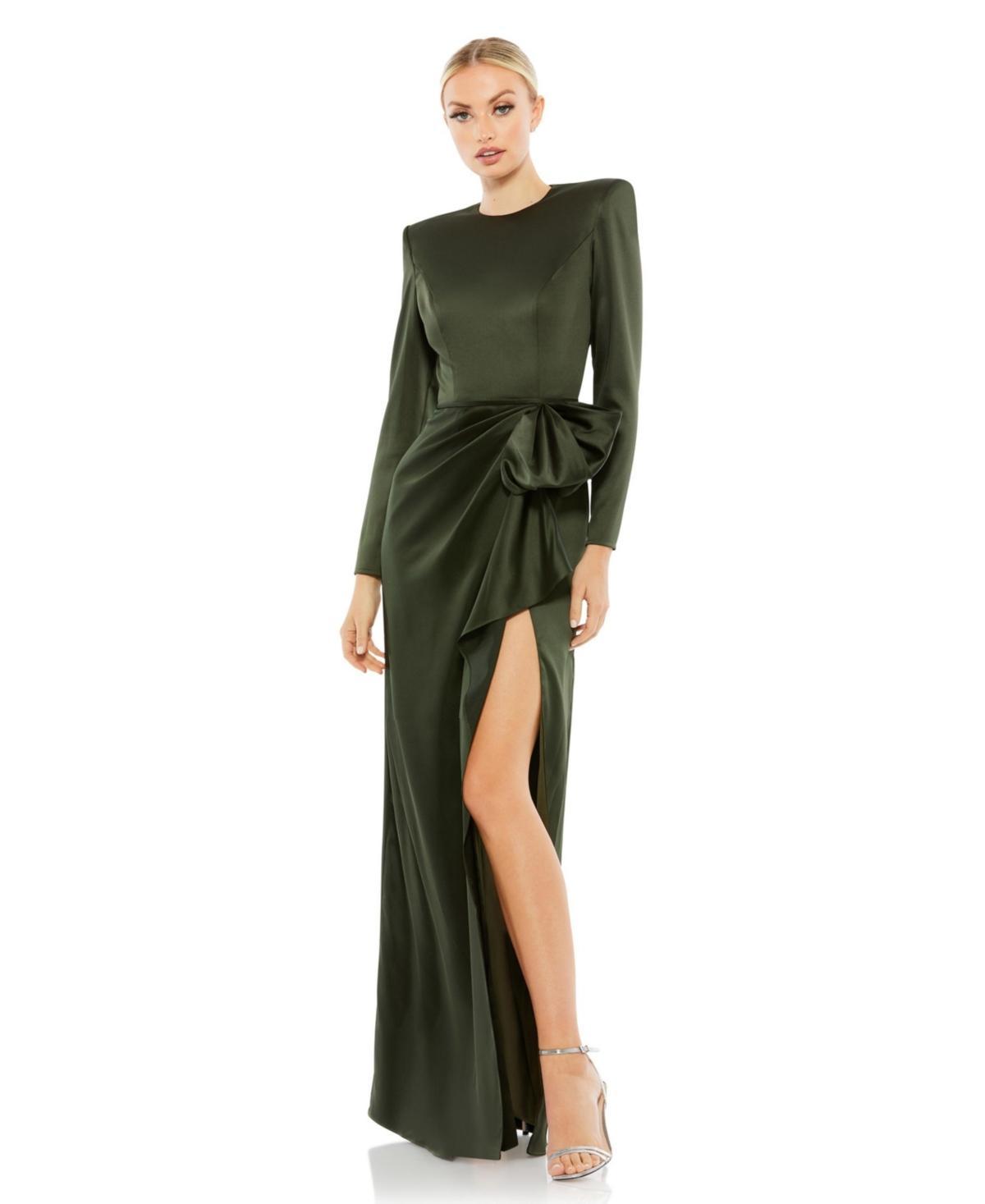 Womens Satin Power Shoulder Gown Product Image