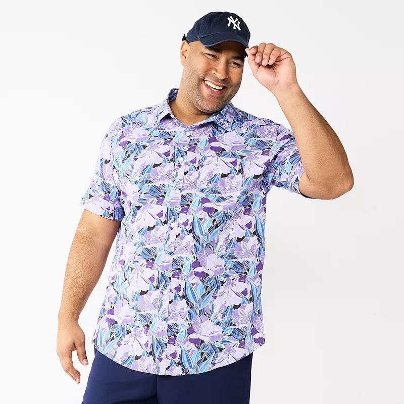 Big & Tall Apt. 9 Slim-Fit Athleisure Untucked Tech Button-Down Shirt, Mens Purple Product Image