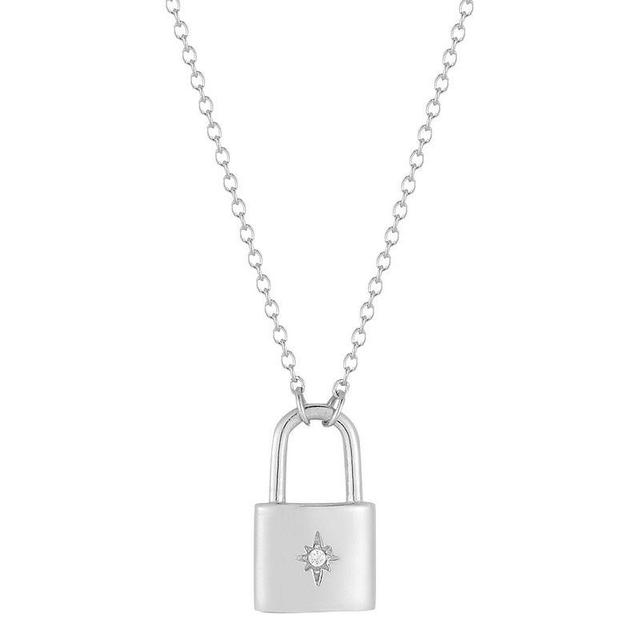 Sunkissed Sterling Cubic Zirconia Padlock Necklace, Womens, Silver Tone Product Image