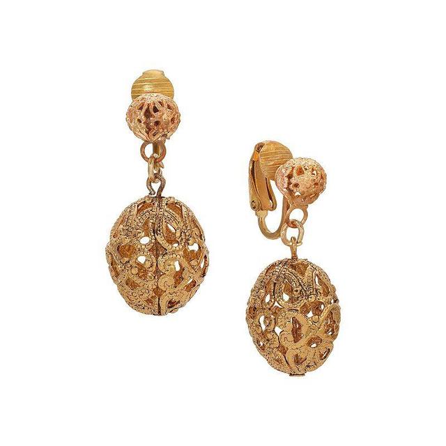 1928 Filigree Oval Bead Clip-On Drop Earrings, Womens, Yellow Product Image