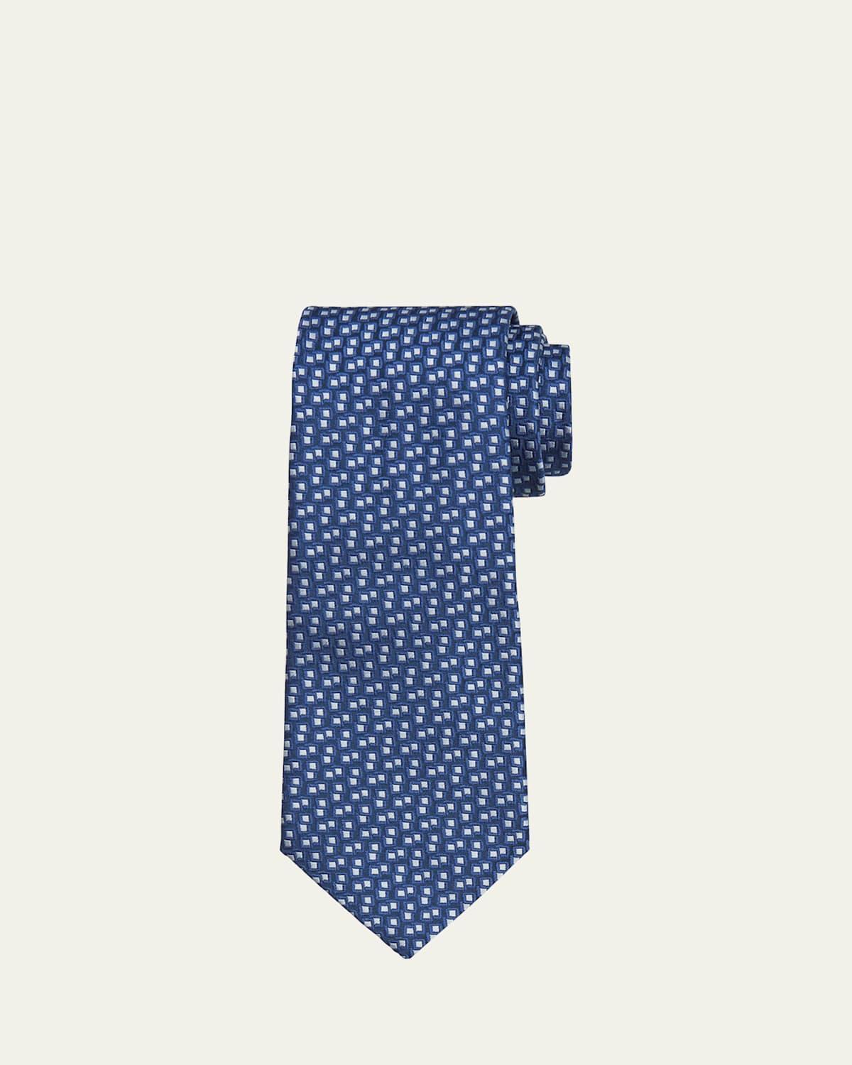 Mens Scattered Square Jacquard Silk Tie Product Image