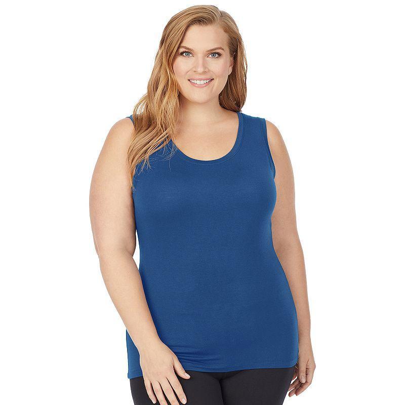 Plus Size Cuddl Duds Soft Wear with Stretch Reversible Tank Top, Womens Turquoise/Blue Product Image