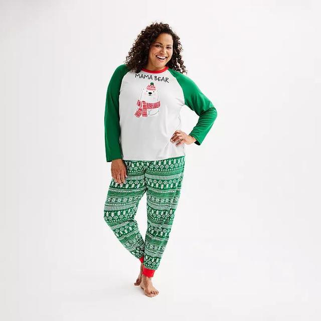 Plus Size Jammies For Your Families Bear Pajama Top & Jogger Pajama Bottoms Set, Womens Product Image