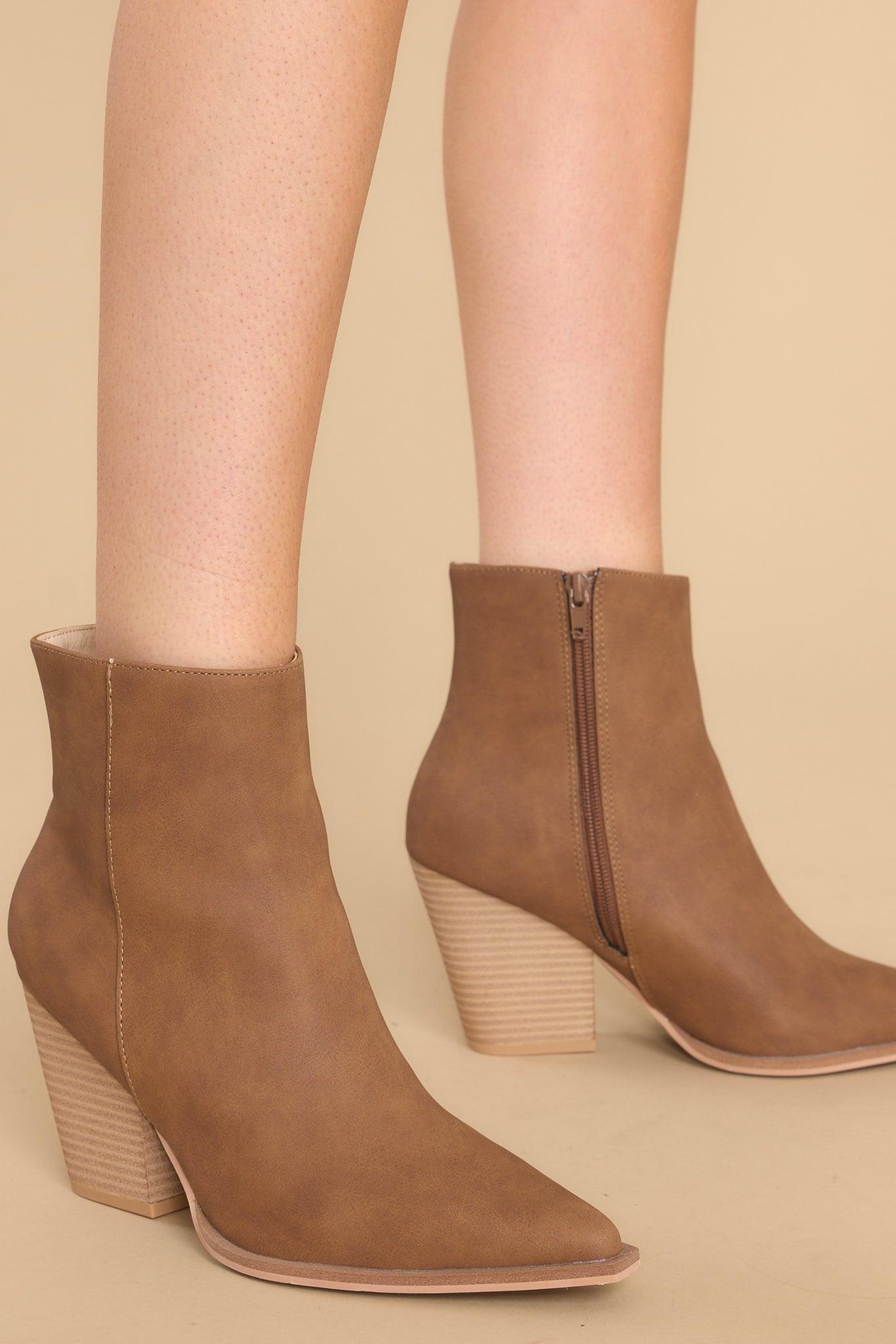 Gentle Persuasion Caramel Ankle Booties Tan Product Image