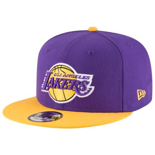 New Era Mens Los Angeles Lakers New Era Lakers QR 2T T/C Snapback - Mens Purple/Yellow Product Image