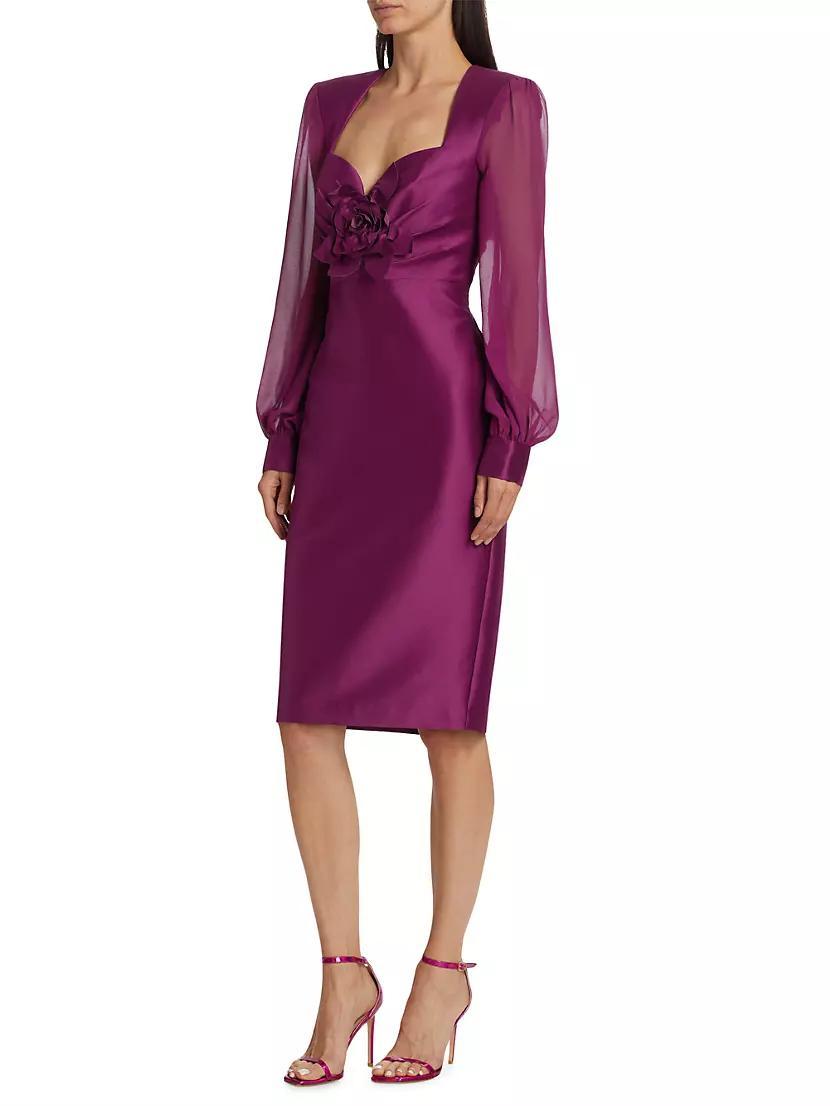 Rose Satin Twill & Georgette Dress Product Image