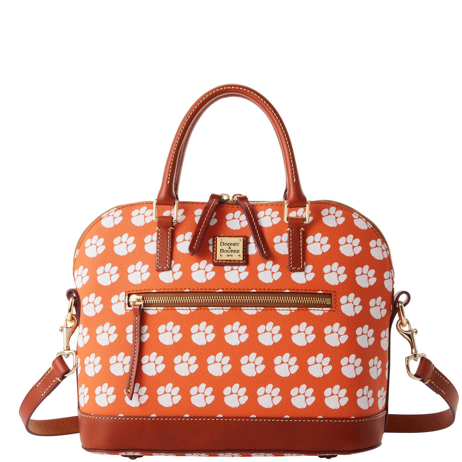 Womens Dooney & Bourke Clemson Tigers Signature Zip Satchel Purse Product Image