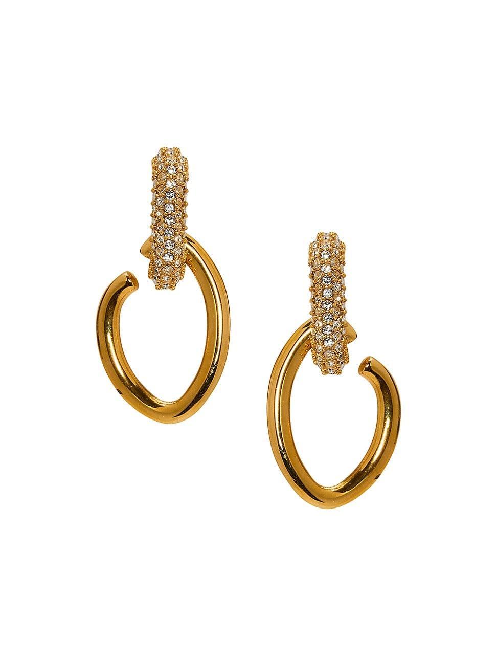 Womens 24K-Gold-Plated & Crystal Drop Earrings Product Image