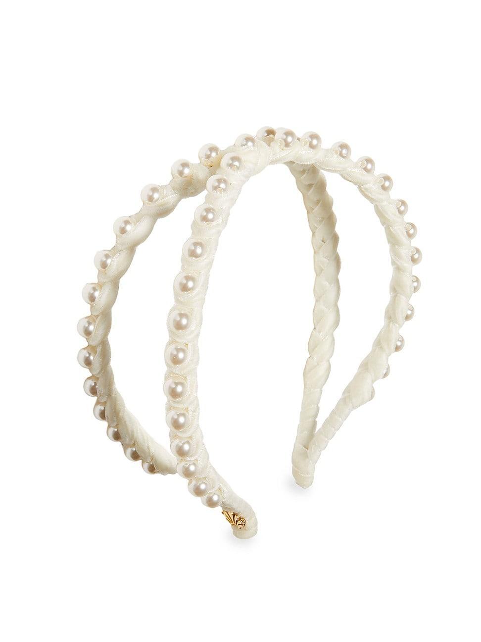 Womens Embellished Velvet Double-Row Headband Product Image