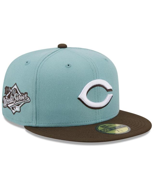 Mens New Era Light Blue Cincinnati Reds 1990 World Series Beach Kiss 59FIFTY Fitted Hat - Light Blue Product Image