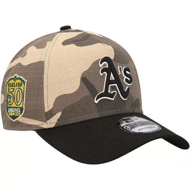 Mens New Era Oakland Athletics Camo Crown A-Frame 9FORTY Adjustable Hat Product Image