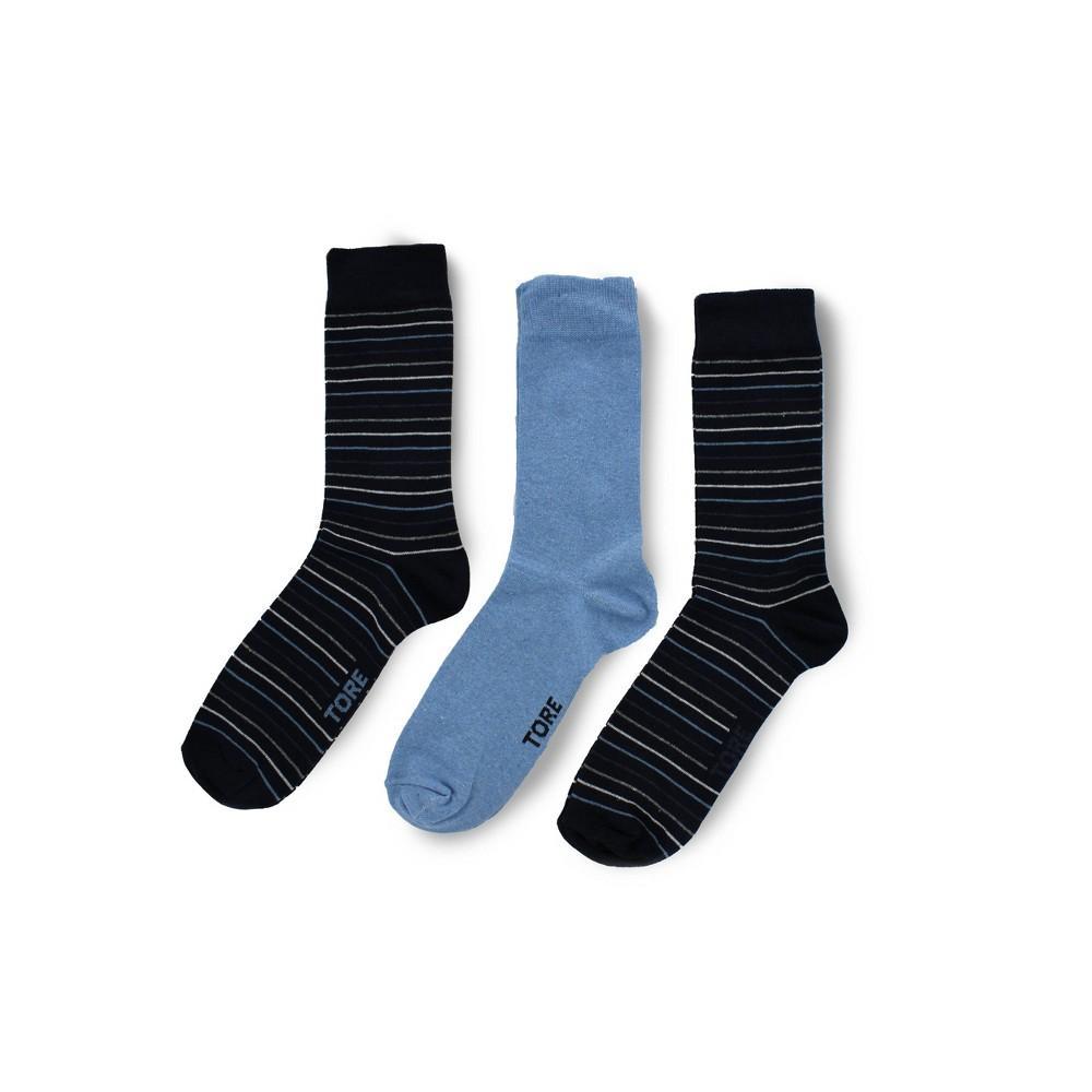 TORE Totally Recycled Mens Stripe Crew Socks 3pk - Navy 7-12 Product Image