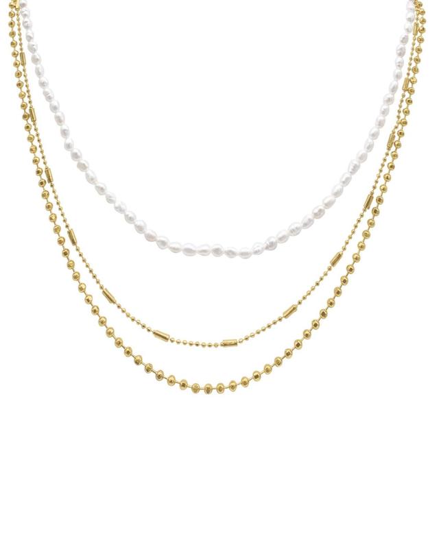 Adornia 14k Gold Plated Cultured Freshwater Pearl Layered Necklace, Womens, White Product Image