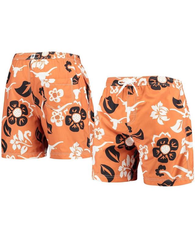 Mens Wes & Willy Texas Orange Texas Longhorns Floral Volley Logo Swim Trunks Product Image