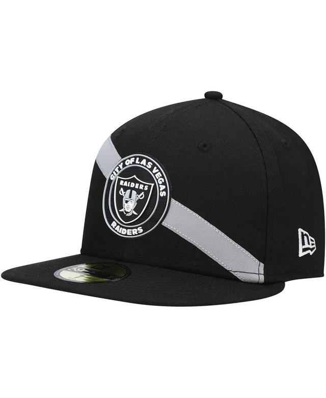 Mens New Era Black Las Vegas Raiders Stripe 59FIFTY Fitted Hat Product Image