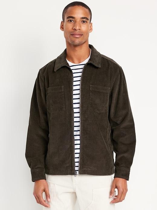 Loose Fit Corduroy Zip Shirt Product Image