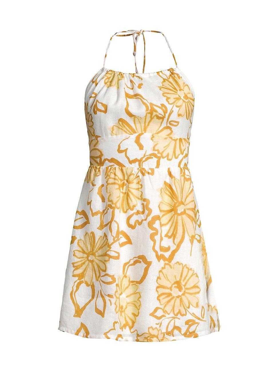 Womens Serra Floral Linen Minidress Product Image