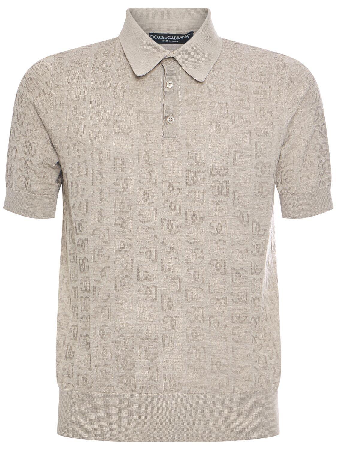 Allover Silk Logo Polo In Beige Product Image