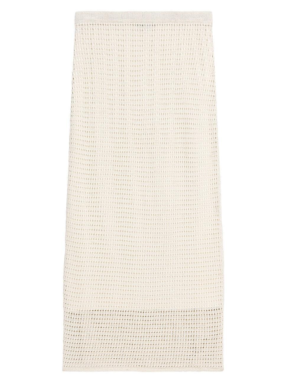 Womens Linen-Blend Crochet Midi-Skirt Product Image