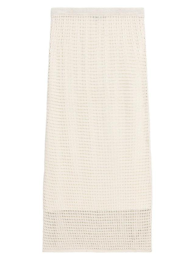 Womens Linen-Blend Crochet Midi-Skirt Product Image