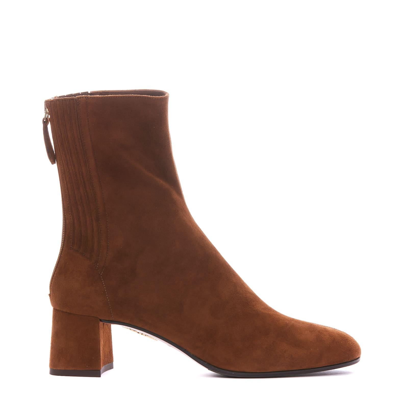 'saint Honoré' Brown Bootie With Half Moon Heel In Suede Woman Product Image