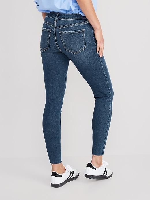 Mid-Rise Rockstar Super-Skinny Cut-Off Ankle Jeans Product Image