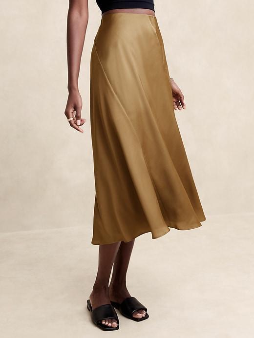 Hammered Satin Midi Slip Skirt Product Image