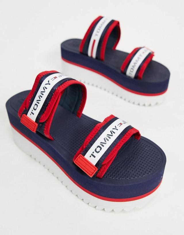 Tommy Hilfiger chunky tape sandals in navy Product Image