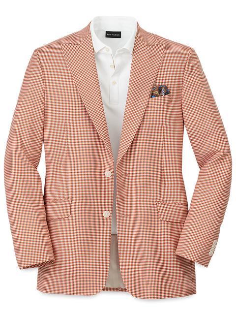 Wool Houndstooth Single Breasted Peak Lapel Sport Coat - Melon Product Image