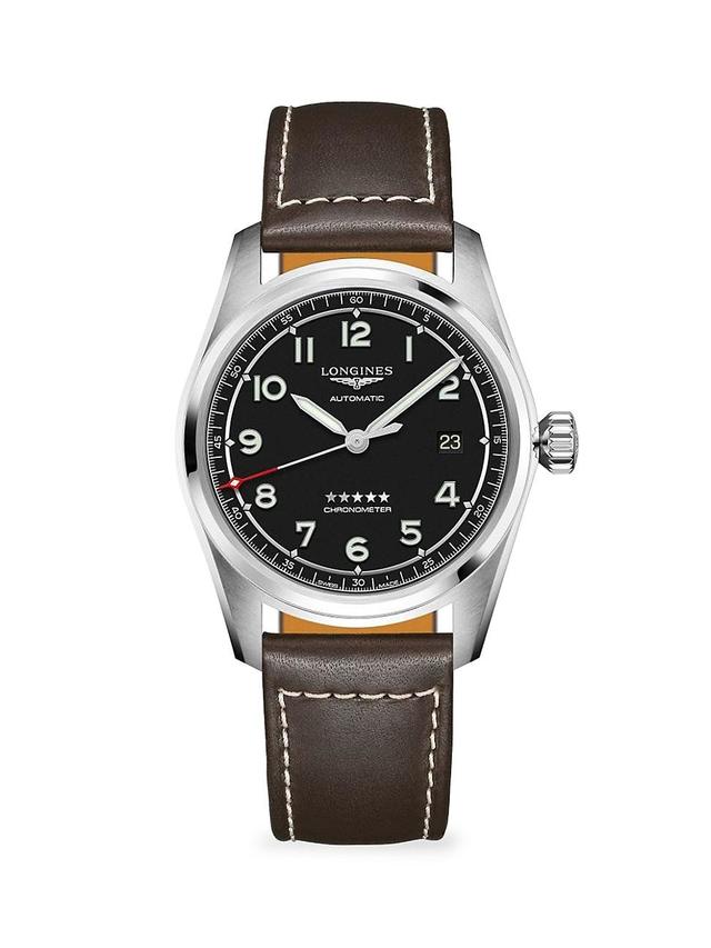 Mens Longines Spirit Stainless Steel & Leather-Strap Watch Product Image